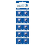 everActive AG0 / G0 / LR521 / LR63 Button Cell Batteries - 10 Pieces