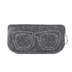 Reading Glasses Felt Zipper Pouch Grey