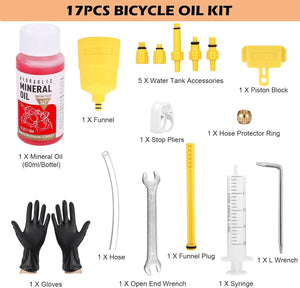 17 Stück Bremsen Entlüftungsset, Fahrrad Bremsen Entlüftungskit, Hydraulische Scheibenbremsen Kit, Entlüftungskit Set, Fahrrad Fluid Entlüftung Kit, Bremsflüssigkeit Set Für Alle Arten Von Fahrrädern
