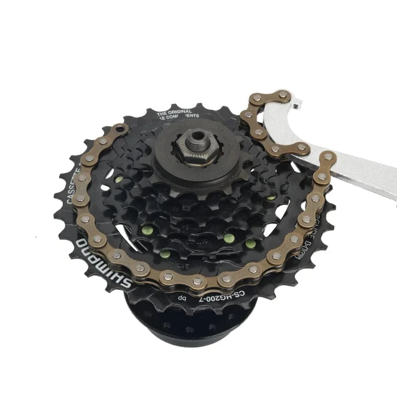 2-in-1 Bike Chain Whip Sprocket and Bottom Bracket Cassette Wrench