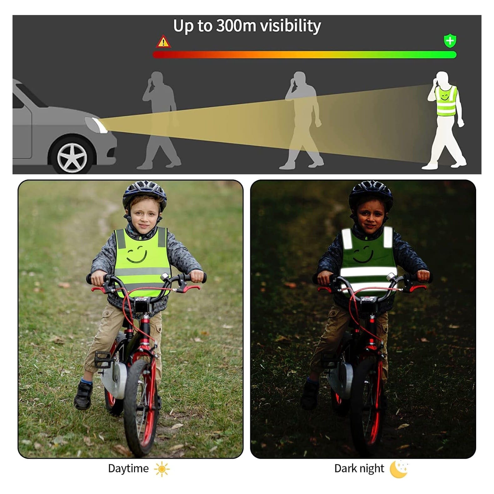 2 Stück Warnweste Kinder, Reflektorweste, Sicherheitsweste, Reflektierende Warnweste Stark Sichtbar Sichtbarkeit Für Für Sport, Laufen, Fahrrad, Schule, Auto, Jungs, Mädchen