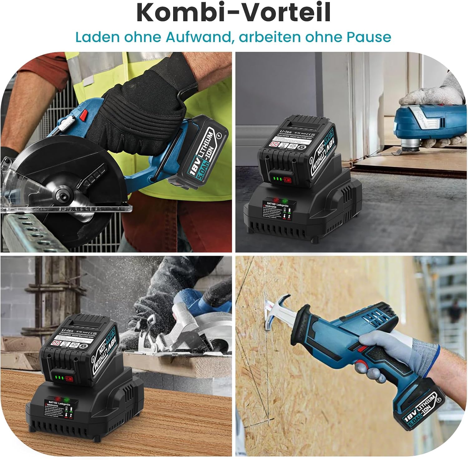 2×5000Mah Ersatzakku Für Bosch Professional 18V Set Mit Schnellladegerät