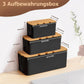 3 Stück Kabelbox Schwarz,Kabelmanagement Box Für Kabel Mit Bambusdeckel,Kabel Organizer Zum Verstecken Von Kabeln Organisieren Von Computerverkabelung Und Losen Kabeln
