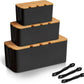 3 Stück Kabelbox Schwarz,Kabelmanagement Box Für Kabel Mit Bambusdeckel,Kabel Organizer Zum Verstecken Von Kabeln Organisieren Von Computerverkabelung Und Losen Kabeln Schwarz
