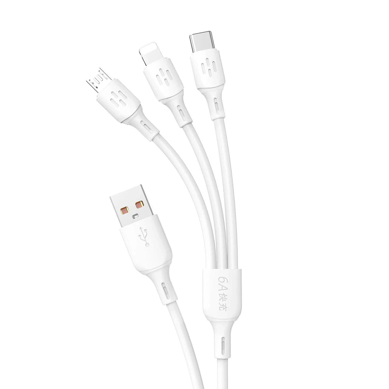 3in1 USB Cable – USB-C / Micro-USB / Lightning  White / 1.2 m