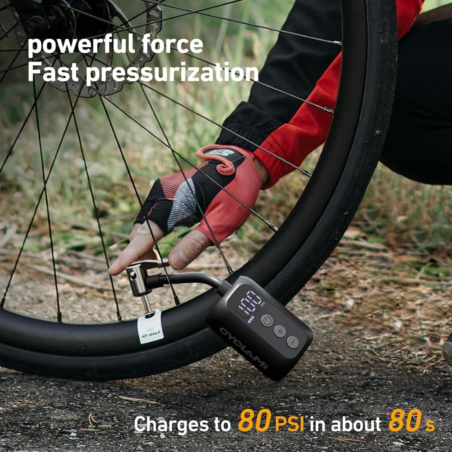 A5S Elektrische Fahrradpumpe Mit Manometer, Max 100 PSI Minipumpe, Automatische Abschaltung, Für E-Bikes, Mountainbikes, City- Und Rennräder Mit Presta- Und Schrader-Ventilen (98G)