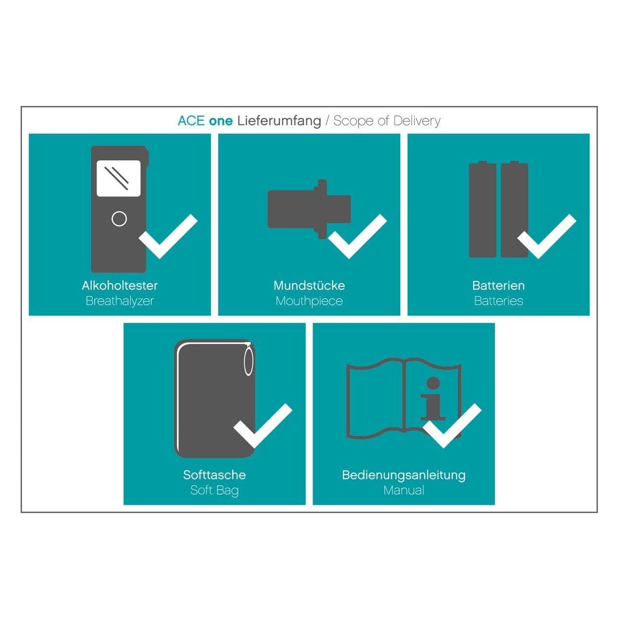 ACE One Alkoholtester Polizeigenau - Promille-Tester Alkomat Mit 98,6%