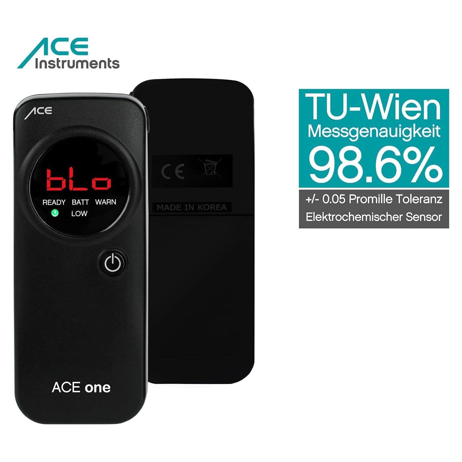 ACE One Alkoholtester Polizeigenau - Promille-Tester Alkomat Mit 98,6%