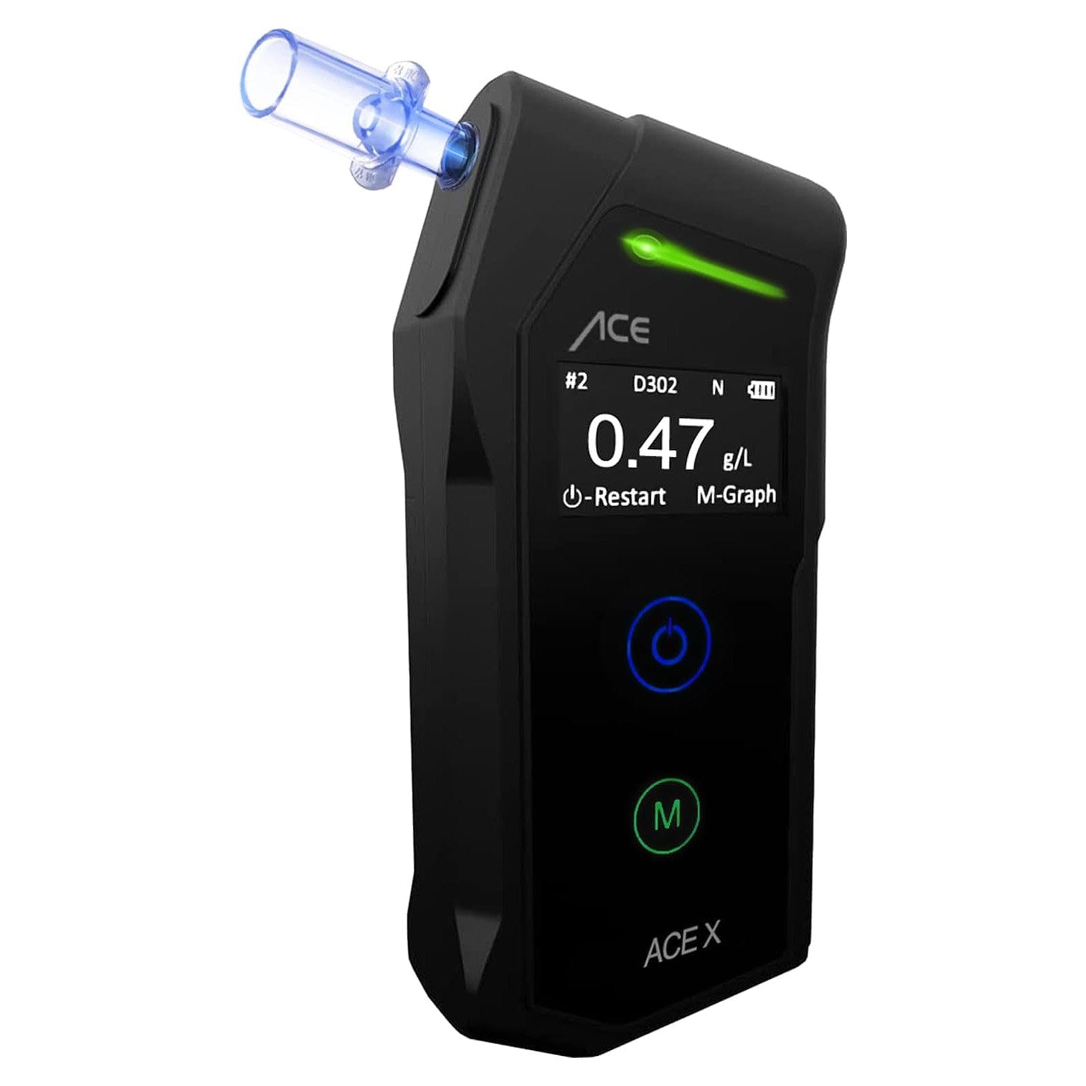 ACE X Alkotester - Digitaler Promilletester - Polizeigenauer Alkoholtester - TU Wien Testsieger (99,1% Genauigkeit)