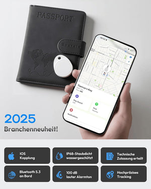 Air Tracker Tags 2Er Pack Schwarz, Key Finder Kompatibel Mit Apple Wo Ist? APP (Ios NUR), Smart Tag Für Schlüssel/Taschen, IP68 Wasserdicht Über EIN Jahr Batterielebensdauer Bluetooth Tracker