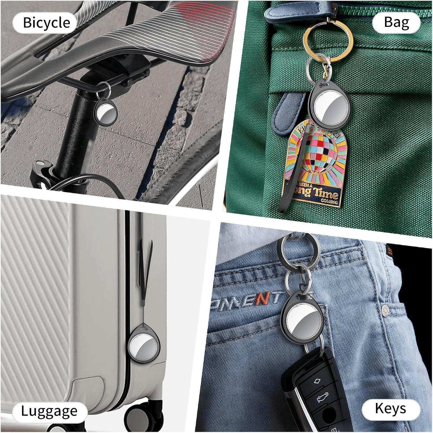 Air Tracker Tags Schlüsselfinder 4Er Pack, Schwarz | Smart Keyfinder Tag Kompatibel Mit Apple Wo Ist? APP (Ios NUR) Mit Schlüsselband, Koffer Tracker Für Gepäck/Taschen/Key, Austauschbarer Akku