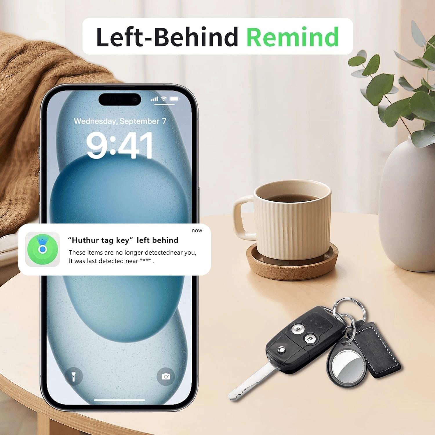 Air Tracker Tags Schlüsselfinder 4Er Pack, Schwarz | Smart Keyfinder Tag Kompatibel Mit Apple Wo Ist? APP (Ios NUR) Mit Schlüsselband, Koffer Tracker Für Gepäck/Taschen/Key, Austauschbarer Akku