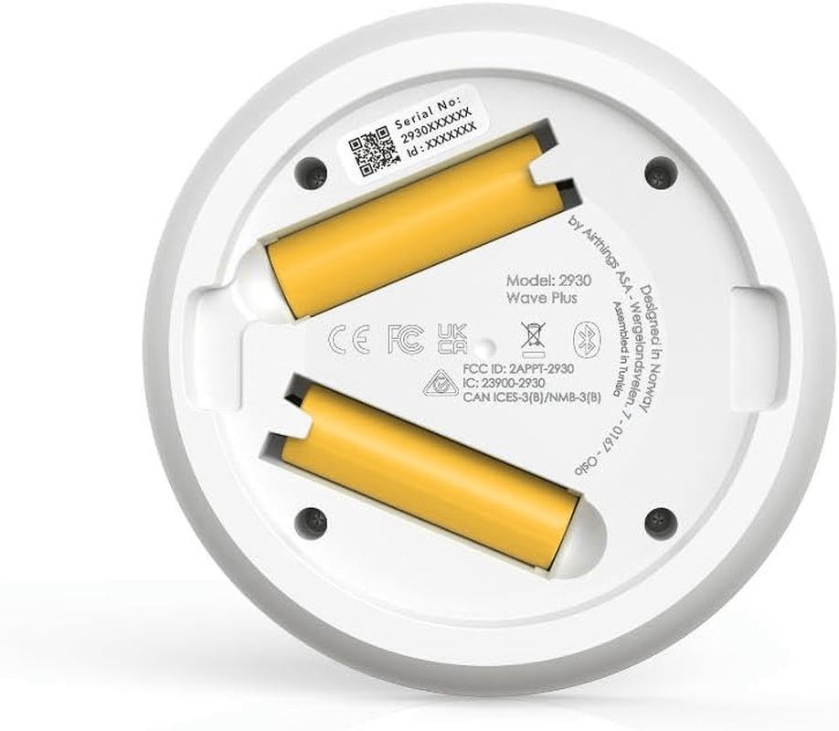 Airthings 2930 Wave plus – Radon- Und Luftqualität-Messgerät Zur Überwachung Von Radon, Co2-Konzentration, Voc-Konzentration, Luftdruck, Feuchtigkeit Und Temperatur White / Weiß