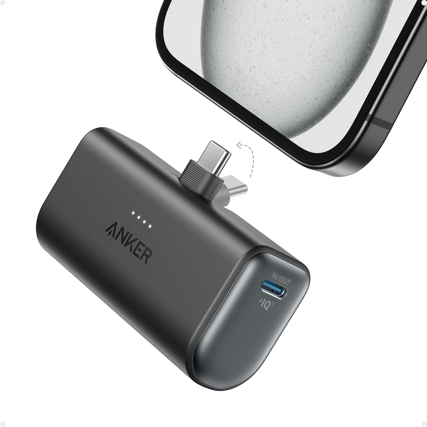 Anker Nano 5000 mAh 22.5W mit integriertem USB-C Stecker Schwarz