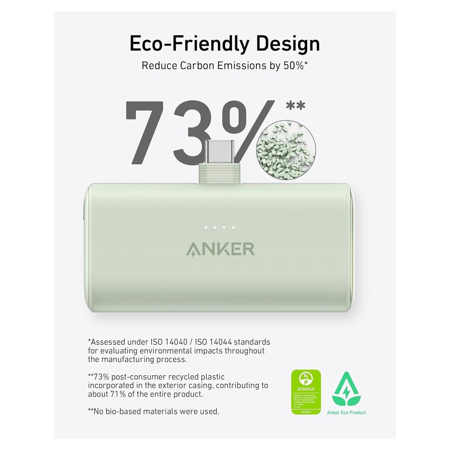 Anker Nano 5000 mAh 22.5W mit integriertem USB-C Stecker Schwarz