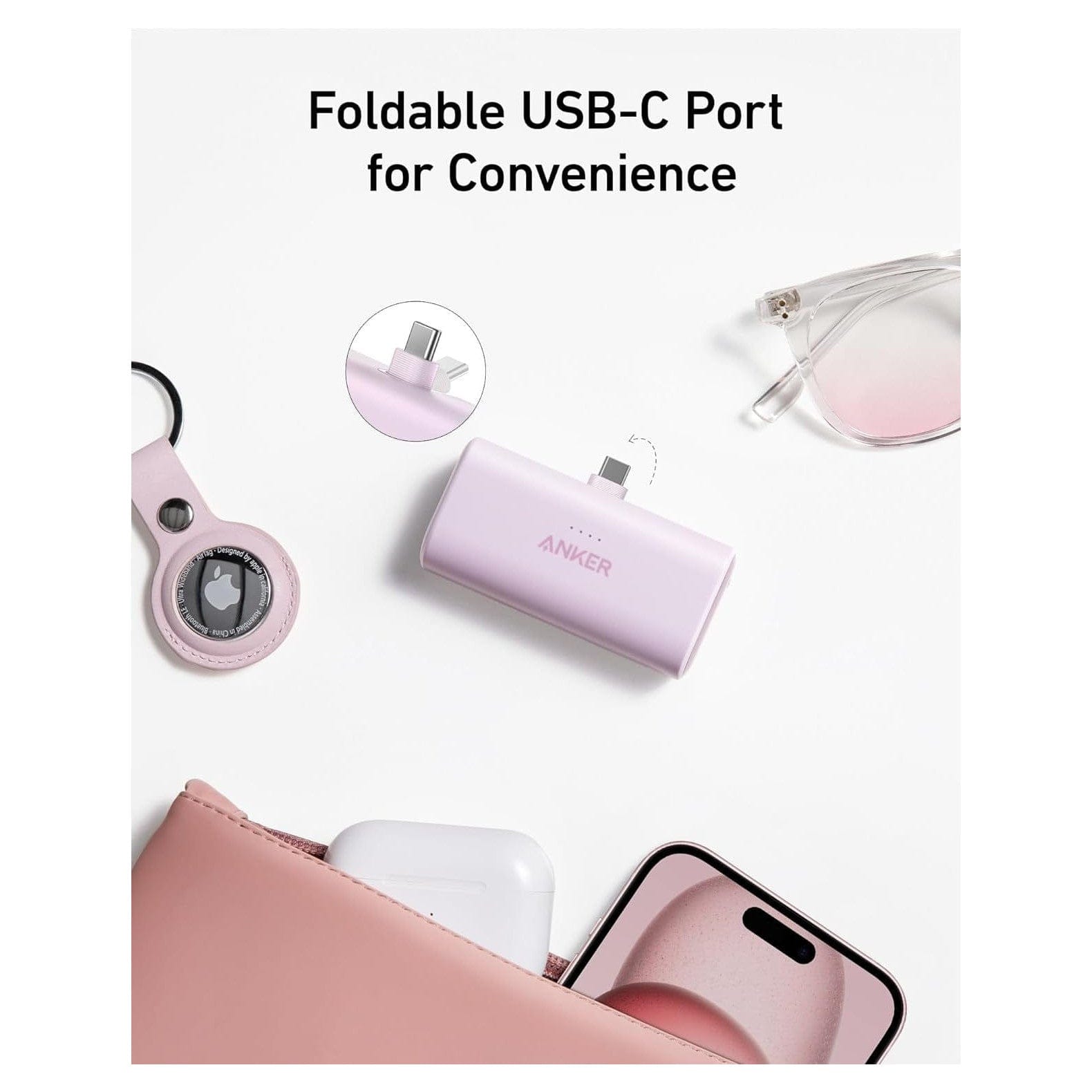 Anker Nano 5000 mAh 22.5W mit integriertem USB-C Stecker Schwarz