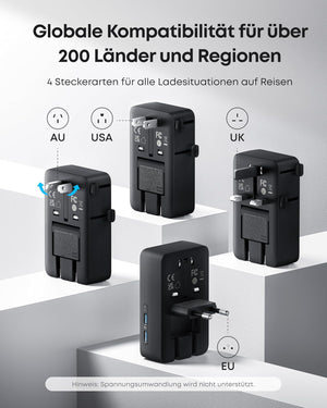 Anker Nano Travel Adapter (5-in-1, 20W) Schwarz