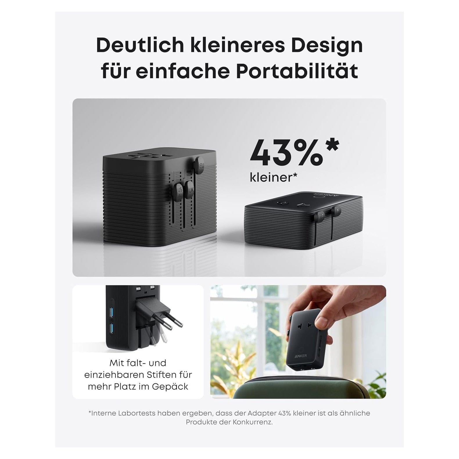 Anker Nano Travel Adapter (5-in-1, 20W) Schwarz