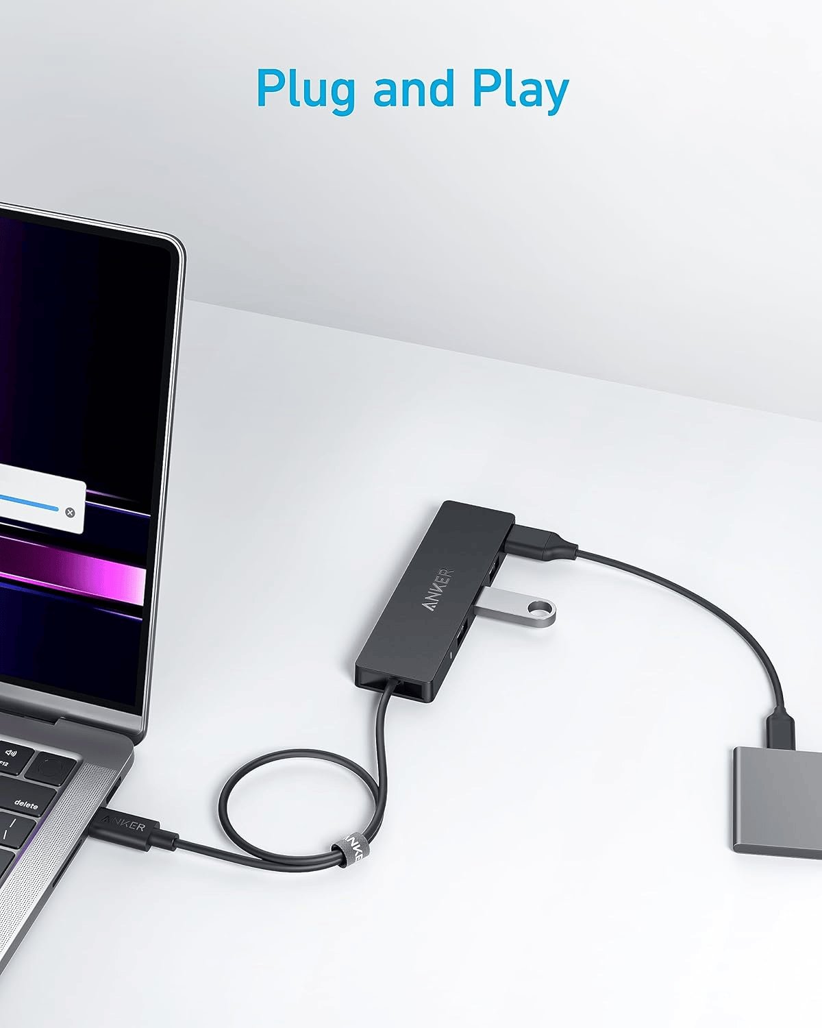 Anker USB-C Hub, 4 Port USB 3.0 Datenhub Mit 5 Gbit/S Datenübertragung, 60Cm Erweiterungskabel (Ohne Ladeleistung), USB-C Splitter Für Typ-C Macbook, Mac Pro, Imac, Surface, Flash Drive, Mobile HDD