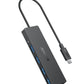 Anker USB-C Hub, 4 Port USB 3.0 Datenhub Mit 5 Gbit/S Datenübertragung, 60Cm Erweiterungskabel (Ohne Ladeleistung), USB-C Splitter Für Typ-C Macbook, Mac Pro, Imac, Surface, Flash Drive, Mobile HDD 20Cm / Usb-C