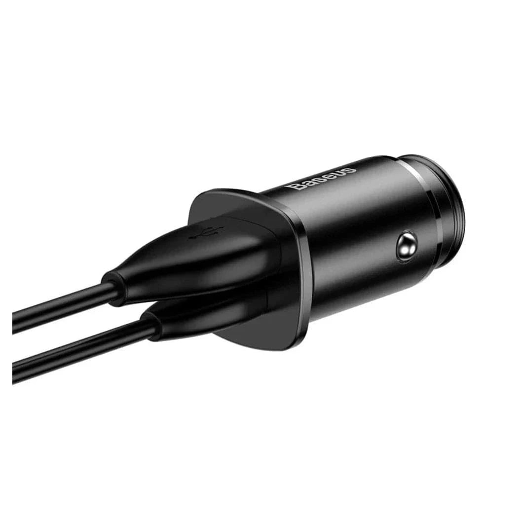 Baseus Mini Car Charger – 30W Dual Port USB-C PD and USB QC 4.0  Black
