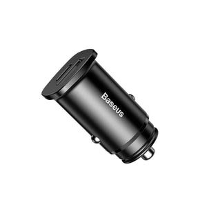 Baseus Mini Car Charger – 30W Dual Port USB-C PD and USB QC 4.0  Black