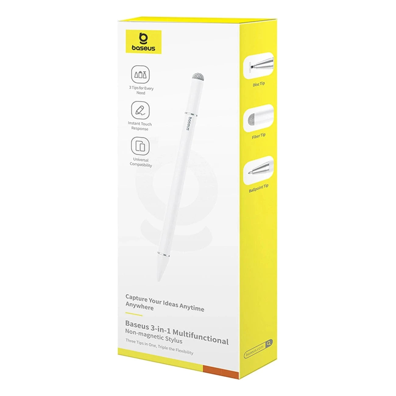 Baseus Smooth Writing III 3-in-1 Passive Stylus (Non-Magnetic) – White