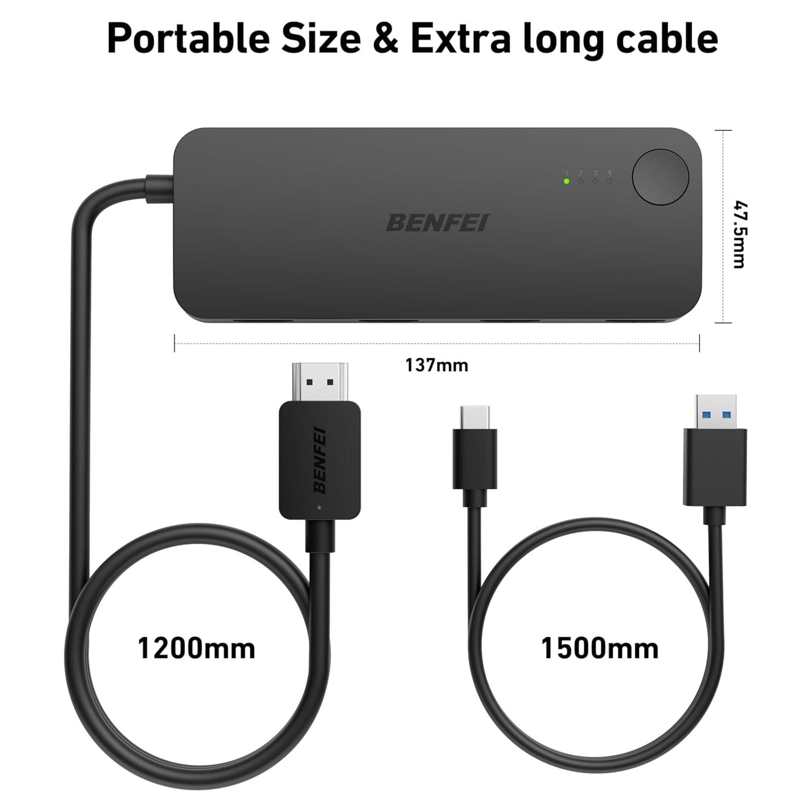 BENFEI HDMI Switch 4 in 1 Out 4K@60Hz 2K@144Hz HDCP 2.3 【Mit Adaptiver Entzerrungsunterstützung 9.14M Hdmi-Übertragung】,Hdmi Switcher HDMI Verteiler Für PS5/4 Xbox Roku Firestick