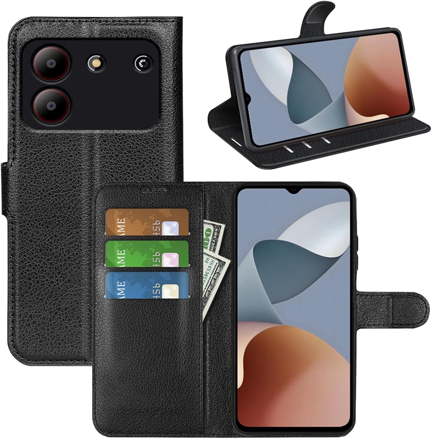 Betterfon Handyhülle Kompatibel Mit ZTE Blade V70 | Premium TPU Klapphülle Mit Kartenfächern | Magnetverschluss Wallet Flip Case Standfunktion | Schwarz Schwarz / Zte Blade V40 Vita