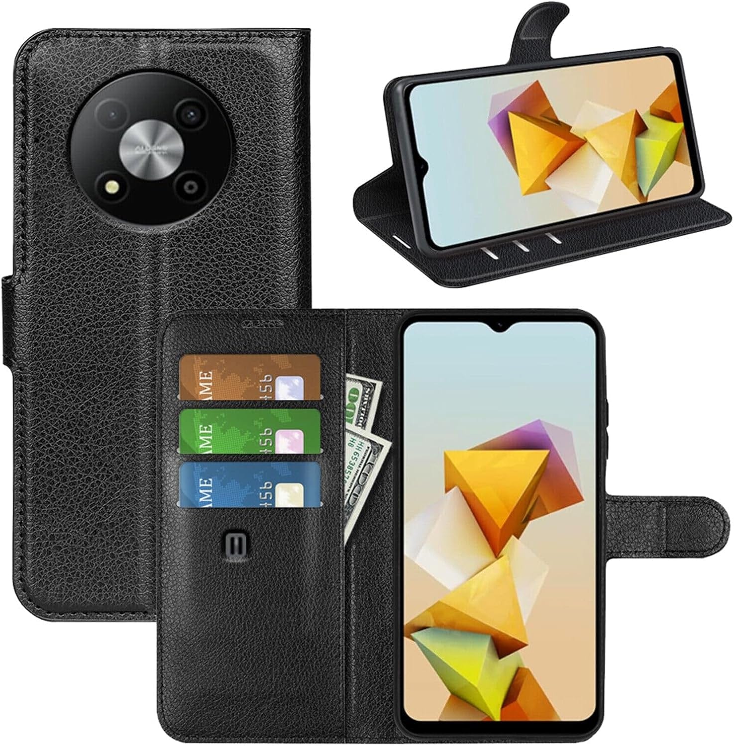 Betterfon Handyhülle Kompatibel Mit ZTE Blade V70 | Premium TPU Klapphülle Mit Kartenfächern | Magnetverschluss Wallet Flip Case Standfunktion | Schwarz Schwarz / Zte Blade V40 Vita