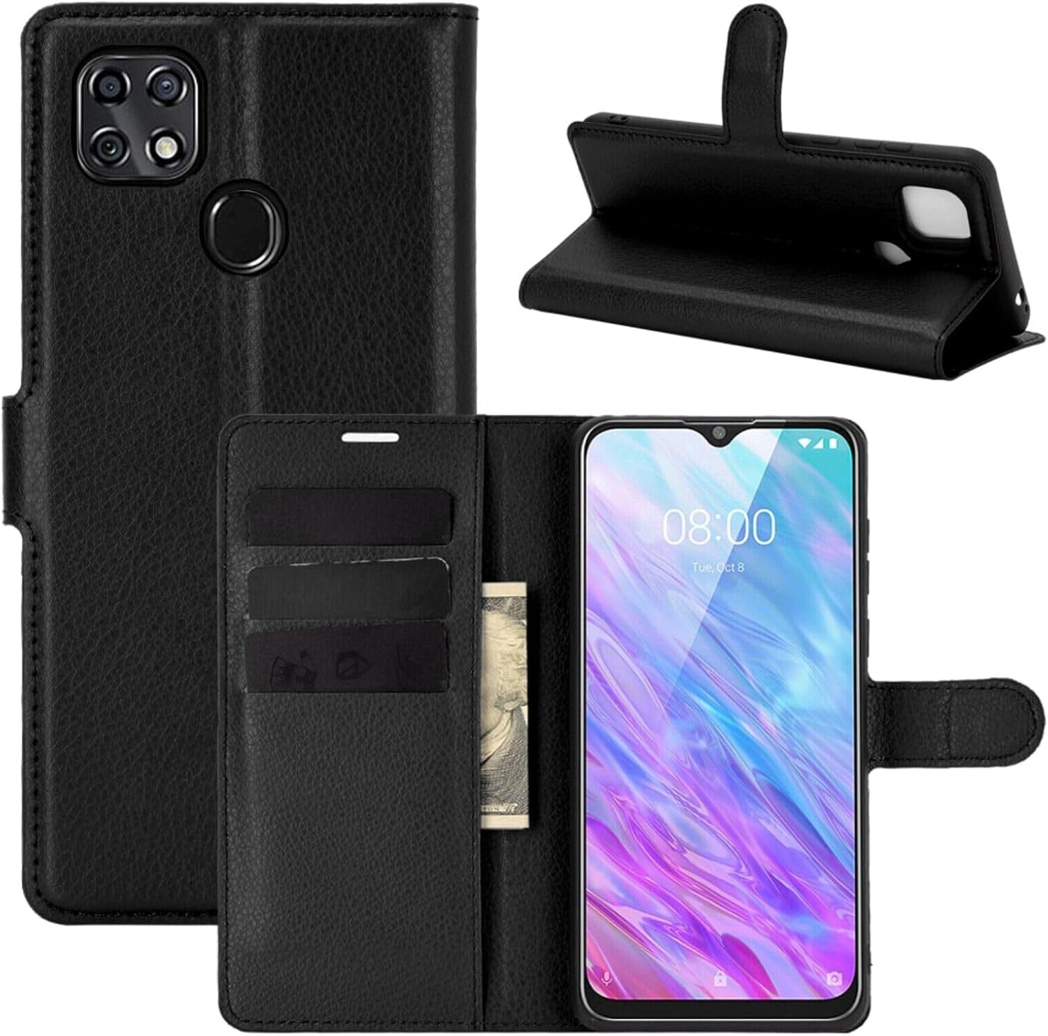 Betterfon Handyhülle Kompatibel Mit ZTE Blade V70 | Premium TPU Klapphülle Mit Kartenfächern | Magnetverschluss Wallet Flip Case Standfunktion | Schwarz Schwarz / Zte Blade V40 Vita