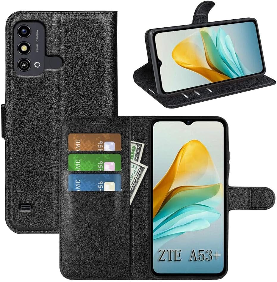 Betterfon Handyhülle Kompatibel Mit ZTE Blade V70 | Premium TPU Klapphülle Mit Kartenfächern | Magnetverschluss Wallet Flip Case Standfunktion | Schwarz Schwarz / Zte Blade V40 Vita