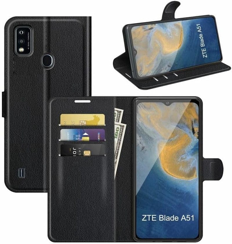 Betterfon Handyhülle Kompatibel Mit ZTE Blade V70 | Premium TPU Klapphülle Mit Kartenfächern | Magnetverschluss Wallet Flip Case Standfunktion | Schwarz Schwarz / Zte Blade V40 Vita