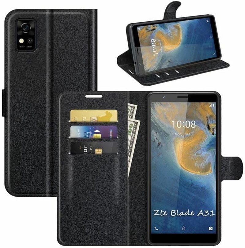 Betterfon Handyhülle Kompatibel Mit ZTE Blade V70 | Premium TPU Klapphülle Mit Kartenfächern | Magnetverschluss Wallet Flip Case Standfunktion | Schwarz Schwarz / Zte Blade V40 Vita