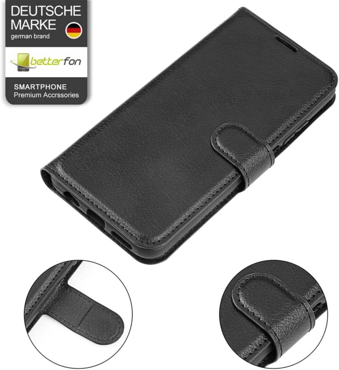 Betterfon Handyhülle Kompatibel Mit ZTE Blade V70 | Premium TPU Klapphülle Mit Kartenfächern | Magnetverschluss Wallet Flip Case Standfunktion | Schwarz Schwarz / Zte Blade V40 Vita