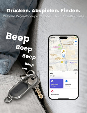 Bluetooth Finder Smart Tag Kompatibel Mit Apple „Wo Ist?“ (Nur Ios), Anti-Verlust Tracker Für Schlüssel, Koffer & Reisegepäck, Metall-Schlüsselanhänger Mit Austauschbarer Ersatzbatterie
