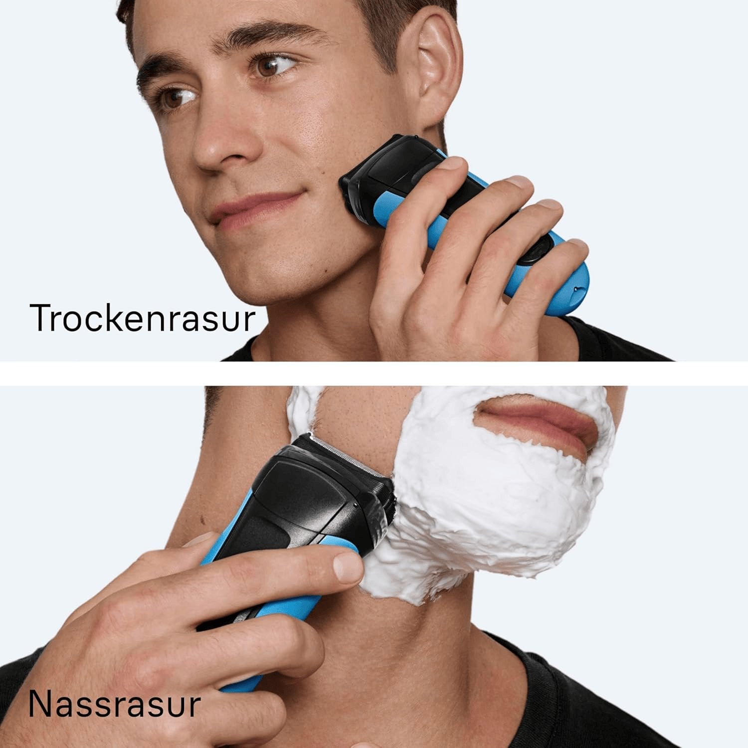 Braun Series 3 Elektrorasierer Herren, Rasierapparat Mit 3 Flexiblen Klingen, 30 Minuten Akkulaufzeit, Elektrischer Nass- Und Trockenrasierer Für Männer – 310S, Blau