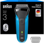 Braun Series 3 Elektrorasierer Herren, Rasierapparat Mit 3 Flexiblen Klingen, 30 Minuten Akkulaufzeit, Elektrischer Nass- Und Trockenrasierer Für Männer – 310S, Blau