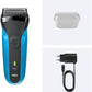 Braun Series 3 Elektrorasierer Herren, Rasierapparat Mit 3 Flexiblen Klingen, 30 Minuten Akkulaufzeit, Elektrischer Nass- Und Trockenrasierer Für Männer – 310S, Blau