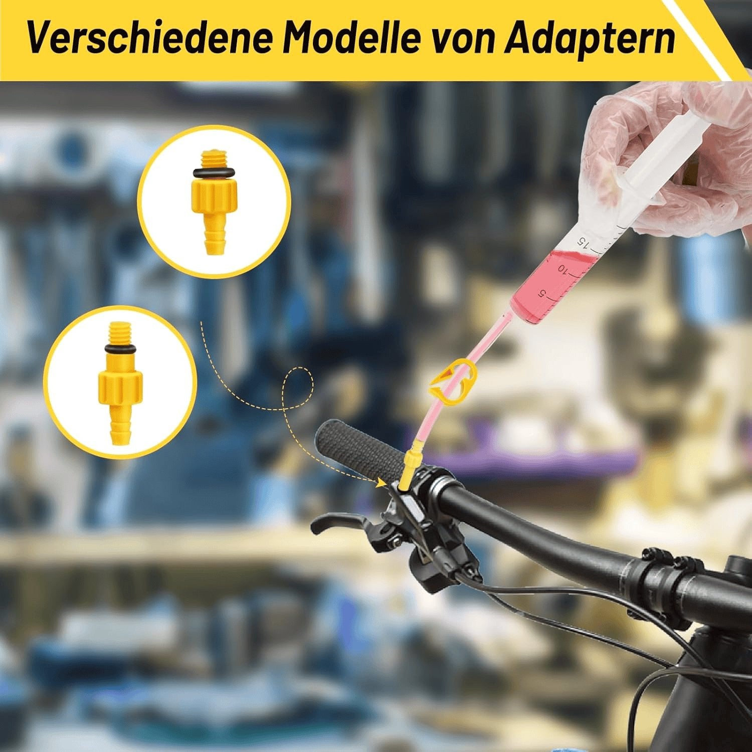 Bremsen Entlüftungsset Für Shimano,Tektro Und MAGURA Hydraulische Scheibenbremsen,Inklusive 120 ML Mineralbremsflüssigkeit, Transparenter Trichter