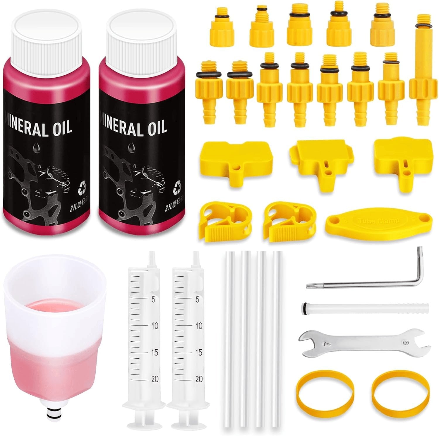 Bremsen Entlüftungsset Für Shimano,Tektro Und MAGURA Hydraulische Scheibenbremsen,Inklusive 120 ML Mineralbremsflüssigkeit, Transparenter Trichter