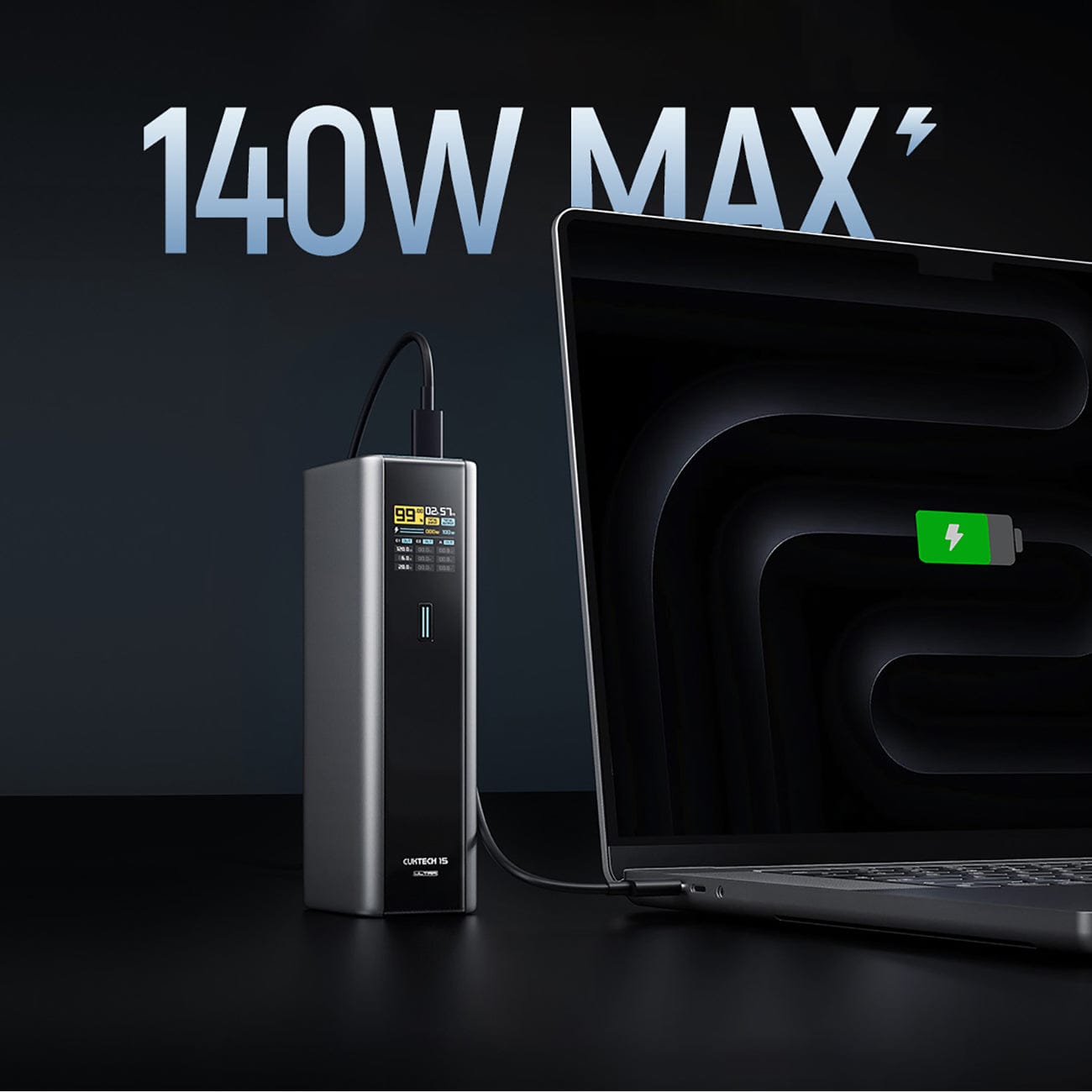 Cuktech CKPB200UGLGR Powerbank 210W 20000mAh 2 x USB-C 1 x USB-A - gray