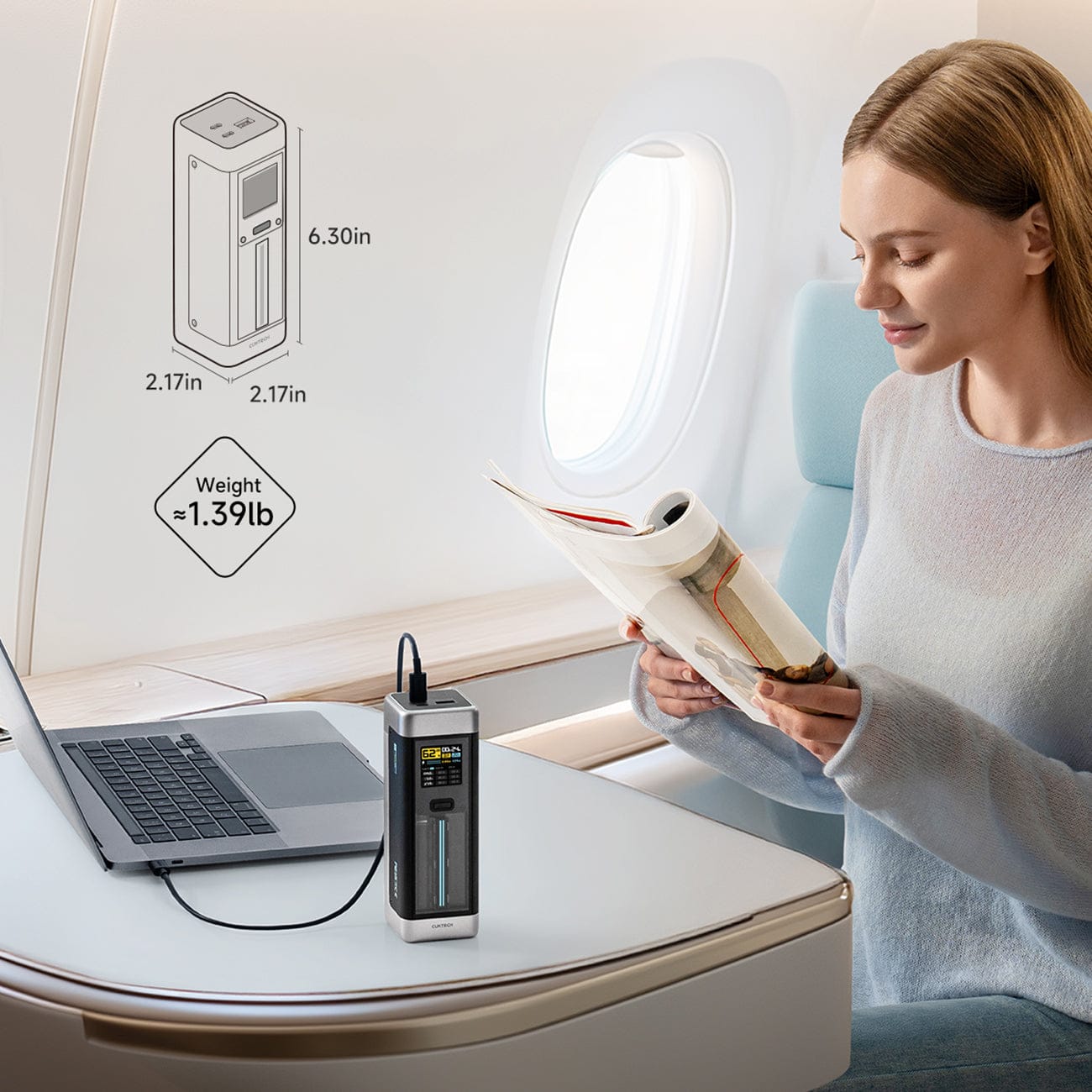 Cuktech CUK00P23GLBK 210W 25000mAh Powerbank 2 x USB-C 1 x USB-A - Black