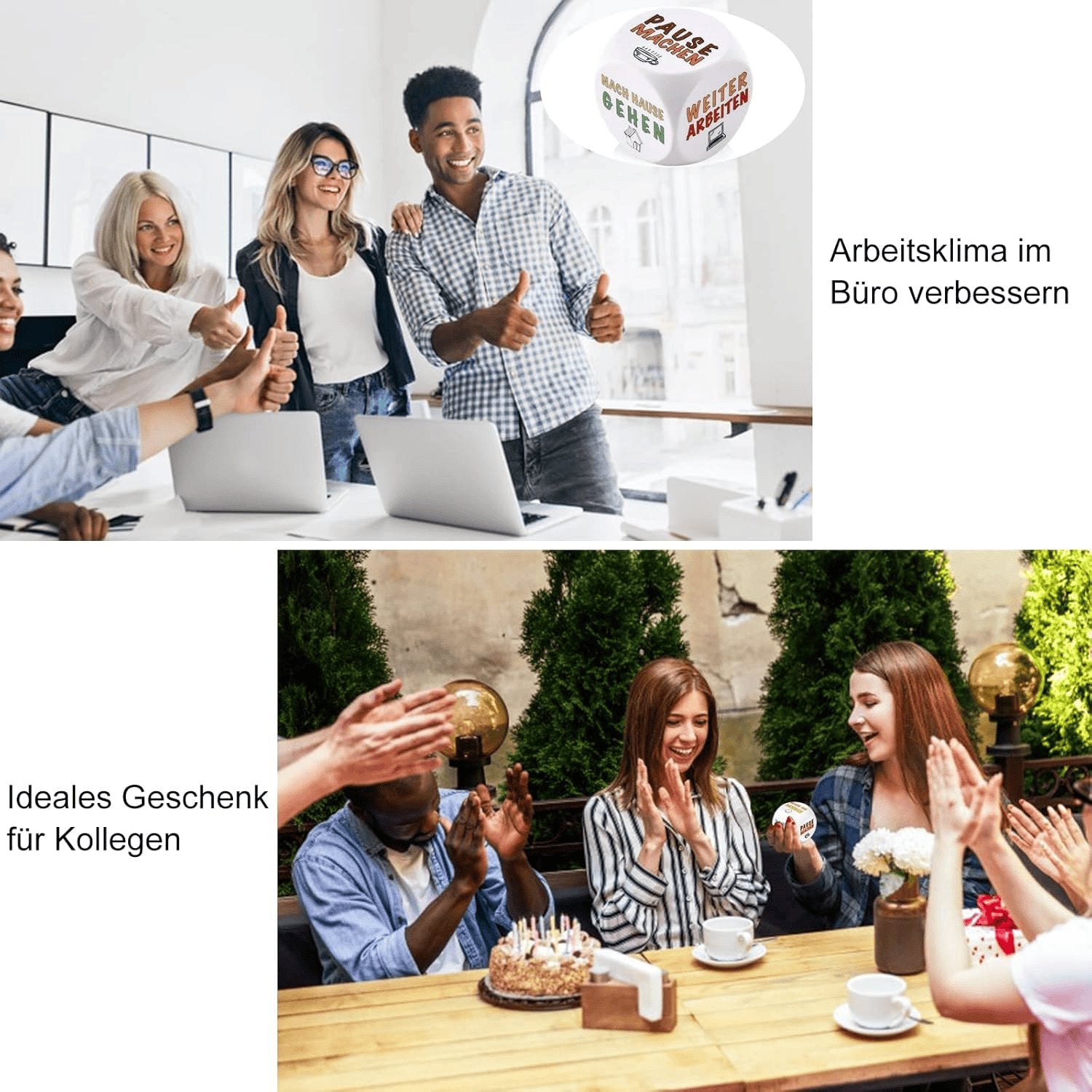Dealkits Büro Anti-Stress Würfel, 2 Stück Witziges Stresswürfel Zum Stressabbau Mit 6 Lustigen Aktionen, Anti-Stress Spielzeug Abschiedsgeschenk Kollegen Geschenk Mit Geschenkbox Für Mitarbeiter Text-2Er Pack
