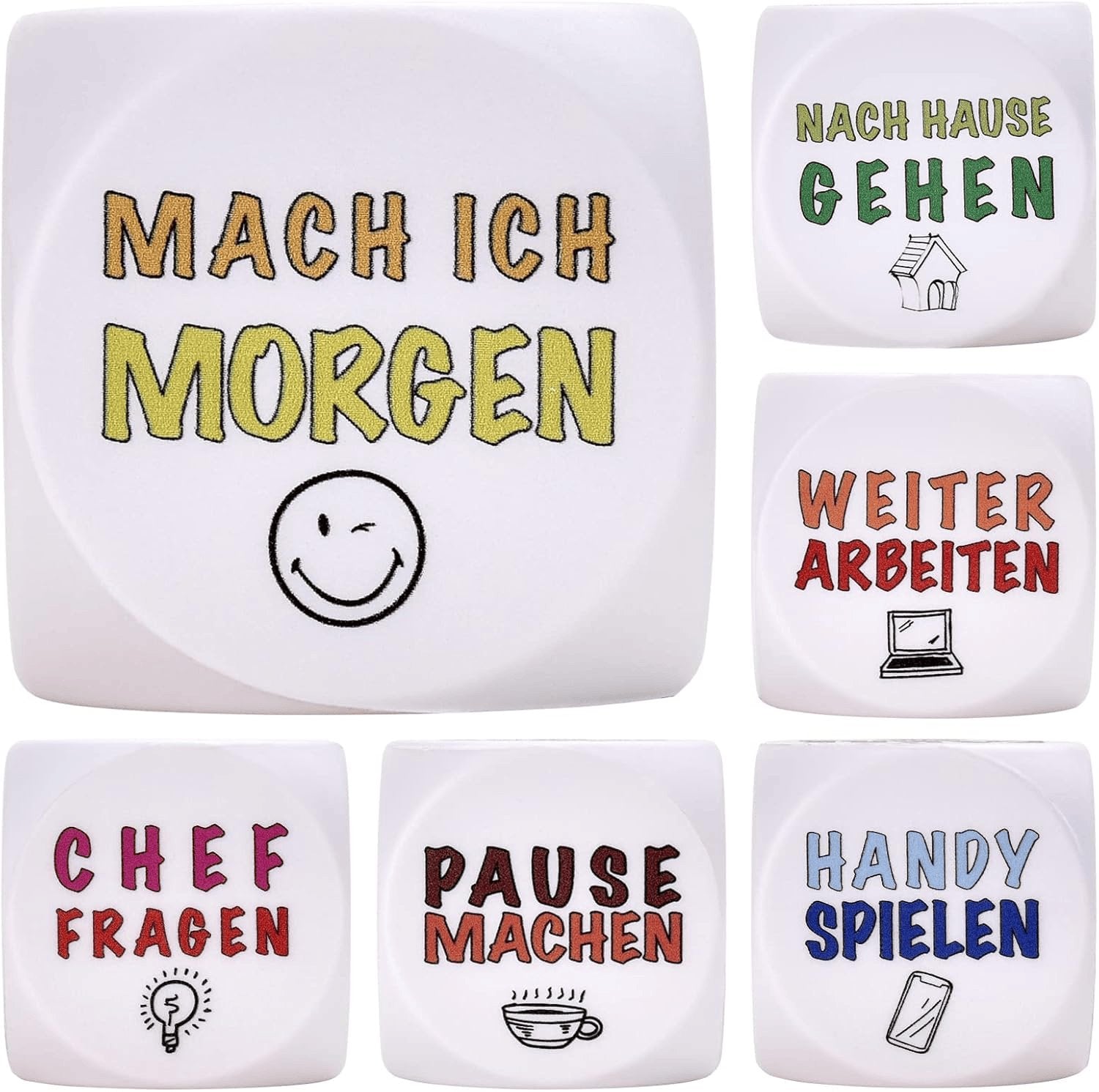 Dealkits Büro Anti-Stress Würfel, 2 Stück Witziges Stresswürfel Zum Stressabbau Mit 6 Lustigen Aktionen, Anti-Stress Spielzeug Abschiedsgeschenk Kollegen Geschenk Mit Geschenkbox Für Mitarbeiter Text-2Er Pack