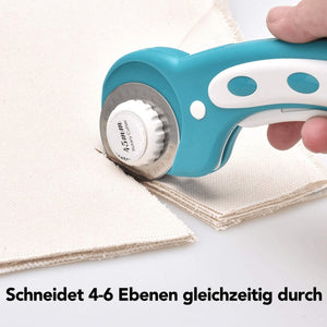 Dealkits Rollschneider Set, 45 Mm Edelstahl Stoffschneider Mit Schutzmechanismus, Profi Rollmesser Mit 3 X Ersatzklingen, Rundklingen Cutter Für Abstepp-, Stoff-, Leder-, Näharbeiten & Mehr Türkis