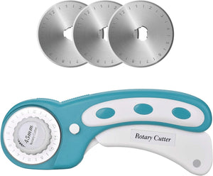 Dealkits Rollschneider Set, 45 Mm Edelstahl Stoffschneider Mit Schutzmechanismus, Profi Rollmesser Mit 3 X Ersatzklingen, Rundklingen Cutter Für Abstepp-, Stoff-, Leder-, Näharbeiten & Mehr Türkis