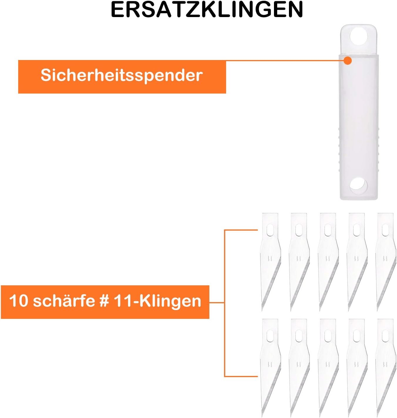 Dealkits Skalpell Set, Inkl. 10X SK5 Ersatzklingen Und Schutzkappe, Bastelmesser Cuttermesser Comfortline Hobby- Schnitzmesser Zum Schneiden Von Fondant Stoff Autofolie Basteln (Silber)