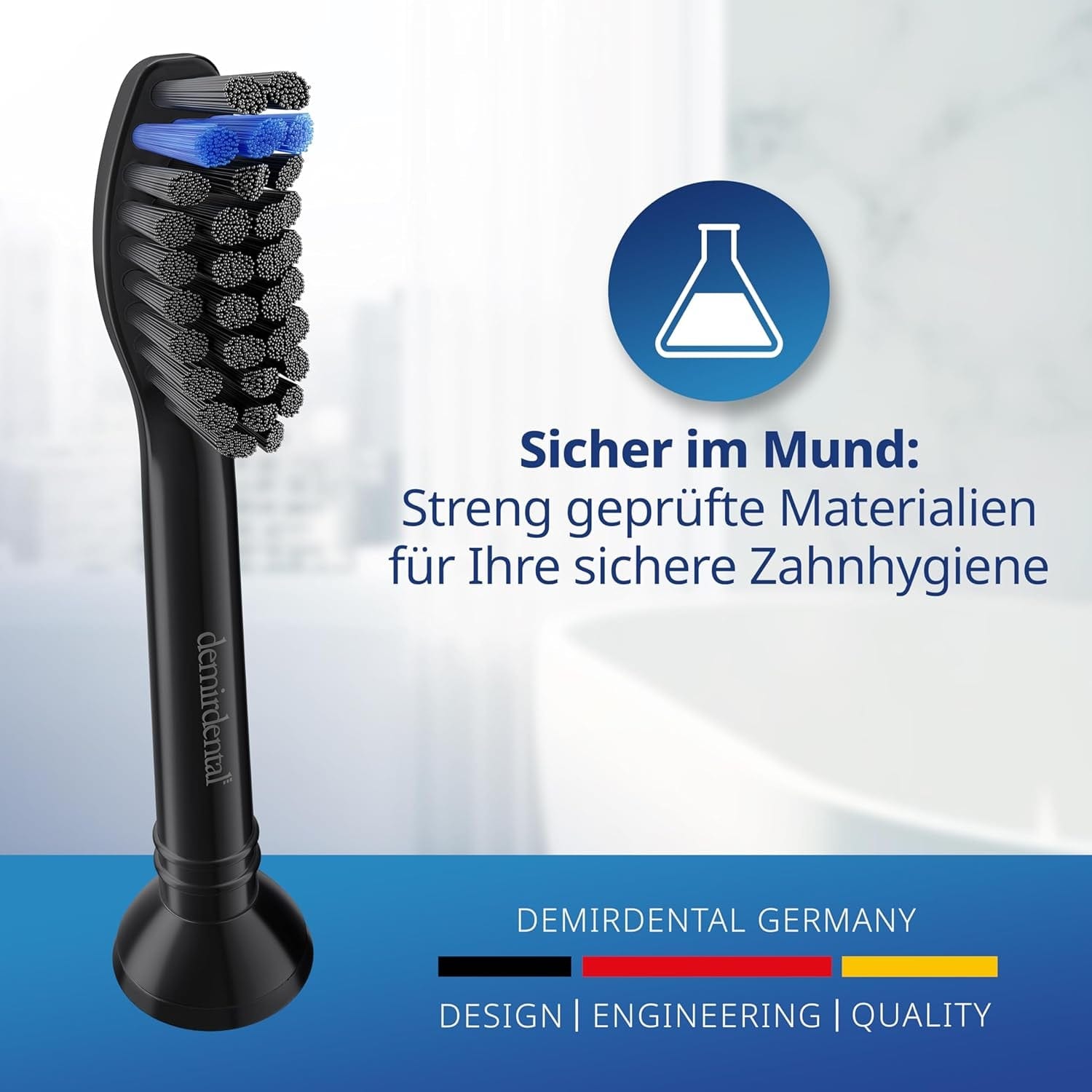 Demirdental Aktivkohle Ersatzbürsten Passend Für Philips Sonicare Ersatzbürsten, Medium Ersatzbürsten Für Natürliche Reinigung, Schwarz, Entspricht Hx9058Mb, 8Er Set