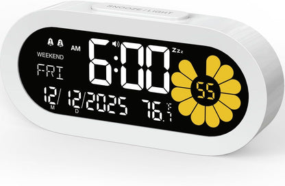 DOOMAY Moderner Digitaler Wecker Für Schlafzimmer & Nachttisch: Dual-Alarm Mit Va-Lcd-Display, 3 Helligkeitsstufen, Schlummerfunktion & Wochenendmodus – Type-C-Betrieben Mit Batterie-Backup Weiß